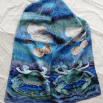 Oblong scarf, silk satin, Chesapeake Marine Life 2