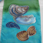 Detail of Chesapeake Marine Life 3 oblong silk satin scarf