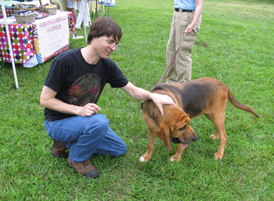 Cobb-Island-Days---Todd-with-Millie-the-Bloodhound