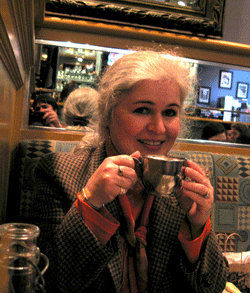 Me in a cafe enjoying Hot Chocolate