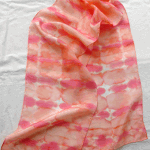 Peach and coral tye dye silk scarf