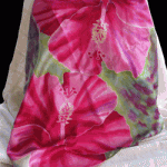 pink hibiscus square hand-painted silk scarf