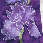 Detail of Purple Irises silk scarf