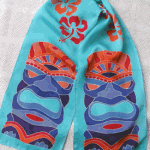 Tiki Hibiscus hand-painted silk scarf